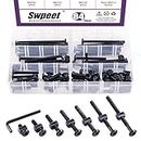 Swpeet 120Pcs Black M6 × 20/30/40/50/60/70/80mm Crib Hardware Screws Kit, Hex Socket Head Cap Crib Baby Bed Bolt and Barrel Nuts with 1 x Allen Wrench Perfect for Furniture, Cots, Crib Screws