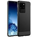 JETech Funda Slim para Samsung Galaxy S20 Ultra 5G (2020), Carcasa Teléfono Delgado con Absorción de Impacto y Diseño de Fibra de Carbón (Negro)