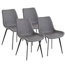 Karl home Grey Modern Dining Chair Set of 4, Comfortable Upholstered Dining Chairs for Dining Room & Kitchen, Kitchen Chairs in Leather and Sturdy Frame, 330LBS Capacity