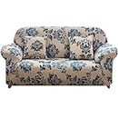 Neween Stretch Sofa Cover 1-Piece Sofa Slipcovers Non Slip Furniture Protector Machine Washable Couch Cover with Elastic Bottom, Foam Sticks and 1 Pillowcase for Living Room (3 Seater, Floral)