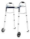 OasisSpace Compact Folding Walker with Trigger Release and 5 Inches Wheels for Seniors Elderly [Accessories Included] Narrow Lightweight Support up to 350 lb(FSA or HSA Eligible)