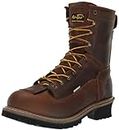 Ad Tec Men's 8" Waterproof Crazy Horse Leather Logger Work Boots | Composite Safety Toe, Goodyear Welt Construction, Electrical Hazard Outsole, Oil Resistant Lug Sole, Brown and Black, 8.5 Wide