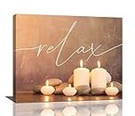 wsradto Zen Canvas Wall Art Candles and Stones Spa Relax Spiritual Pictures Wall Decor Art Prints for Yoga Meditation Room Decor 20"x16"