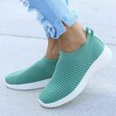 Damen Slip On Sneakers Knitted Mesh Breathable Walking Freizeit Schuhe Pumps