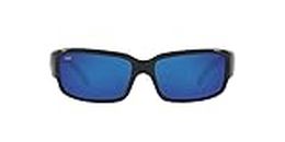 Costa Del Mar Men's Caballito Rectangular Sunglasses, Shiny Black/Grey Blue Mirrored Polarized-580g, 59 mm