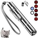 Cat Toy for Indoor Pointer Cats,Cat Pointer Toy with Red Light Interactive Chaser Exercise,7-in-1 Pet Interactive Toy, USB Rechargeable, Puppy Training Tool,Stylish Silver Design