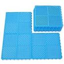 wiiiw 9 Pack Interlocking Rubber Floor Tiles Soft Non-Slip Outdoor Shower Mat with Drainage Holes for Slippery Areas, 12"×12" Blue