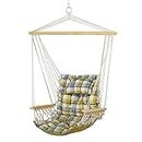 Backyard Expressions Extra Padded Reversible Hanging Rope Swing - Max 275 Lbs - Wooden Spreader Bar - for Any Indoor or Outdoor Spaces