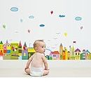 JAAMSO ROYALS Cartoon City PVC Vinyl Self Adhesive Kid Room Nursery Decor Wall Sticker