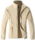 GIMECEN Women's Lightweight Full Zip Soft Polar Fleece Jacket Outdoor Recreation Coat With Zipper Pockets, Khaki15, Medium