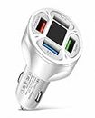 RDRKR 66W 4 Ports USB 3.1 A PD Quick Car Charger QC 3.0 Type C Cigarette Lighter Car Charger for Android and iOS Smartphones Tablets (White), WGS G36
