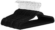 Amazon Basics Slim Velvet Non-Slip Suit Hangers - Pack of 50, Black