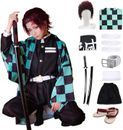 Adult Kimetsu no Yaiba Kamado Tanjiro Cosplay Costume & Accessories Set