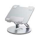 Krevia Adjustable Tablet Stand Holder for Desk | 360 Degree Rotating Good Heat Releasing Tablet Holder | Portable Folding Design Aluminum Alloy iPad Holder for Book, Magazine, Home, Office and More