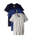 POLO Ralph Lauren Men's Classic Fit Cotton V-Neck Undershirt 3-Pack, Andover Heather/Bali Blue/Cruise Navy, XXL