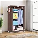 Cbeeso Portable Wardrobe Single Door / 5 Shelves / 1 Hanger - Brown