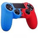 Porro Fino || Every Thing for Gifting Studded Dots Silicone Rubber Gel Customizing Cover for PS4/slim/Pro Dualshock 4 Controller x 1(Red&Blue) [Video Game]