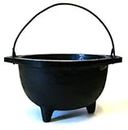 New Age Imports, Inc. F116-BR76 Cast Iron Cauldron w, Ideal for smudging, Incense Burning, Ritual Purpose, Decoration, Candle Holder, etc. (6" Diameter Handle, Inside, Black