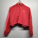 Adidas Tops | Adidas Cropped Hooded Sweatshirt Women Size S Red Pink Long Sleeve Logo | Color: Pink/Red | Size: S