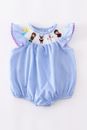 Boutique Baby Girls Princess Elsa Ana Olaf Frozen Smocked Embroidered Romper