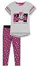 Barbie Completo Sportivo con T-Shirt E Leggings Per Bambina 2-13 Anni, Tuta Originale (4-5 anni, Grigio/Viola)