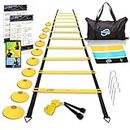Invincible Fitness Agility Ladder Full Training Equipment Set, Improves Coordination, Speed, Power and Strength, Includes 10 Cones 4 Hooks and 3 Loop Resistance Bands for Outdoor Workout