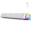 SOULION R30 Plus Computer Speakers, Wired USB-Powered Bluetooth V5.3 PC Sound Bar, Colorful LED Lights with Switch Button, Surround Sound Portable Computer SoundBar Speaker for Desktop Laptop Phone
