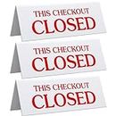GlikCeil 3 Pcs Checkout Closed Desk Sign 11 x 4 Inch Engraved Acrylic Tabletop Tent Sign Double Side Retail Counter Checkout Sign for Offices, Shops, Banks, Stores, DMV, Retail Business, Red White