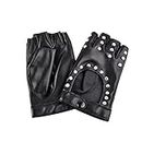 Men Punk Rivets Fingerless Gothic Biker Rock PU Leather Half Finger Gloves Cosplay Costume Performance Gloves for Teenager Boy Gifts