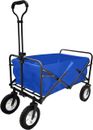 Heavy Duty Wagon Cart Swivel Collapsible Outdoor Utility Garden Beach Cart Blue