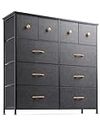 Nicehill Chest of Drawers with 10 Drawers, Dressers & Chests of Drawers Kids Dresser for Bedroom, Kids Room, Closet, Clothes, Fabric Dresser with Storage Drawers, Black Grey
