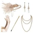 1920s Accessories for Women 1920s Headpiece Flapper Gloves Holder Pearl Necklace (100D)