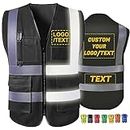 Xihedfd Custom Safety Vest Personalized High Visibility Reflective Vests with Logo Pockets Zipper for Men Women Class 2