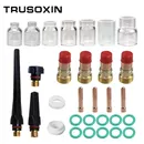 30Pcs TIG Welding Torch Accessories Stubby Gas Lens 4#~12# Pyrex Glass Cup Kit For WP-17/18/26 Torch
