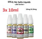3x Elfliq Liquid 10ml by Elfbar 10mg & 20mg e Liquid mit Nikotin Nic Salt
