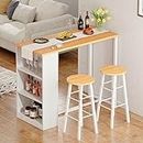 SogesHome 3-Piece Bar Table Set Modern Kitchen Table Set with 3-Tier Storage Shelves Dining Table with Bar Stools Set of 2 for Small Space,Kitchen