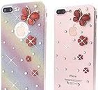 iAccessories Glitter Bling Girls Soft TPU Mobile Phone Back Cover Case for Apple iPhone 8 Plus (Multi-Coloured_Butterfly)