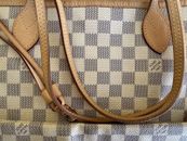 Authentic Louis Vuitton Neverfull MM Damier Azur Tote Bag in Excellent Condition