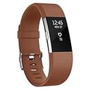 ACUTAS Silicone Sports Band Soft Silicone Wristband Compatible for Fitbit Charge 2 / Fitbit Charge 2 HR (Brown)