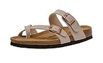 CUSHIONAIRE Women's Luna Cork Footbed Sandal With +Comfort, Stone, 9