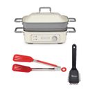 Cuisinart GR-M3 STACK5 Multi-Functional Grill with Small Grill Brush Bundle
