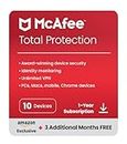 McAfee Total Protection 2024 Amazon Exclusive, 10 Devices | Antivirus, VPN, Parental Controls, Password Manager, Mobile Security | PC/Mac/iOS/Android|15 Month Subscription | Activation Code by email
