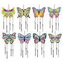 WEDNOK 8 Pack Butterfly Wind Chimes Craft Set Kids DIY Wooden Butterfly Wind Chime Kits for Girls Boys Spring Decoration Birthday Gift Garden Indoor Outdoor Sound Games