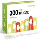 Pureegg Plastic Spoons - 300 Packs, Premium 7" Disposable Spoons, Heat-Resistant & BPA-Free Clear White Plastic Spoons Heavy Duty, Party Supplies, Sturdy Spoons Plastic Disposable for Everyday Use