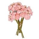 VIKINGS PANDA 24 Pcs Mini Ranunculus Artificial Flowers with Real Touch Stems, Silk Flowers for Home Decor Indoor (Pink)