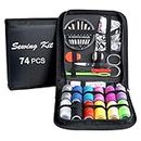 Sewing KIT, DIY Sewing Supplies with Sewing Accessories, Portable Mini Sewing Kit for Beginner, Traveller and Emergency Clothing Fixes, with Premium Black Carrying Case
