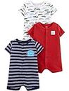 Simple Joys by Carter's Baby Boys' Snap-Up Rompers, Pack of 3, Navy Stripe/Red Construction/White Alligator, 3-6 Months