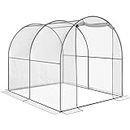 Outsunny 6.6' x 8.2' x 6.6' Dome Tunnel Greenhouse Plant Shed Garden Hot House Growing Tent w/ Roll Up Door, Transparent