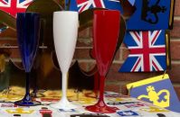 Kunststoff Polycarbonat Champagnerflöten - rot, weiß & blau - Made in UK