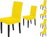 Gadgets Appliances New Elastic Spandex Dining Elastic Chair Covers Luxury Anti-Dirty Kitchen Seat Cover for Dinner Banquet Room Chair Covers - Yellow (Pack of 6)